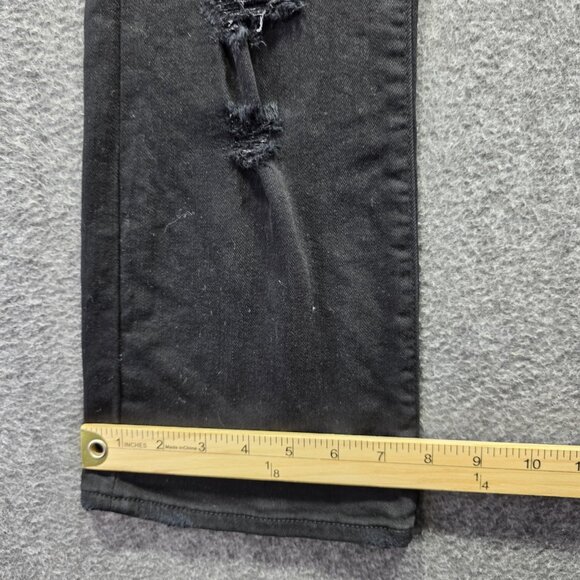 7 For All Mankind Jeans Womens 27 Black High Waist Slim Kick Distressed Ripped - Picture 12 of 12